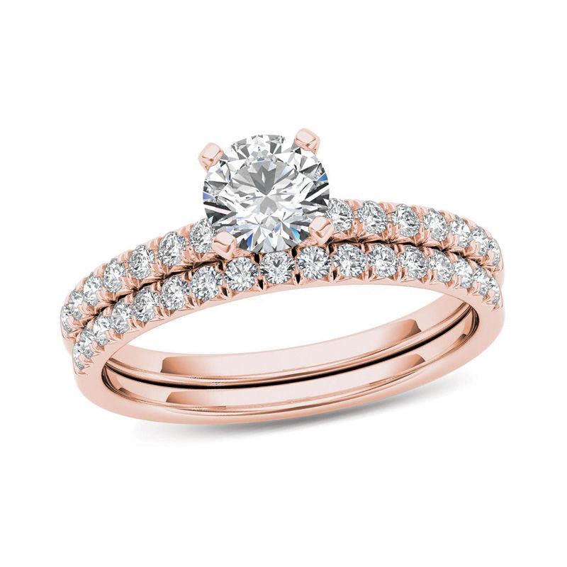 Braut-Set mit Verlobungsring, 1 ct. Diamant Gesamtgewicht, in 14K Roségold