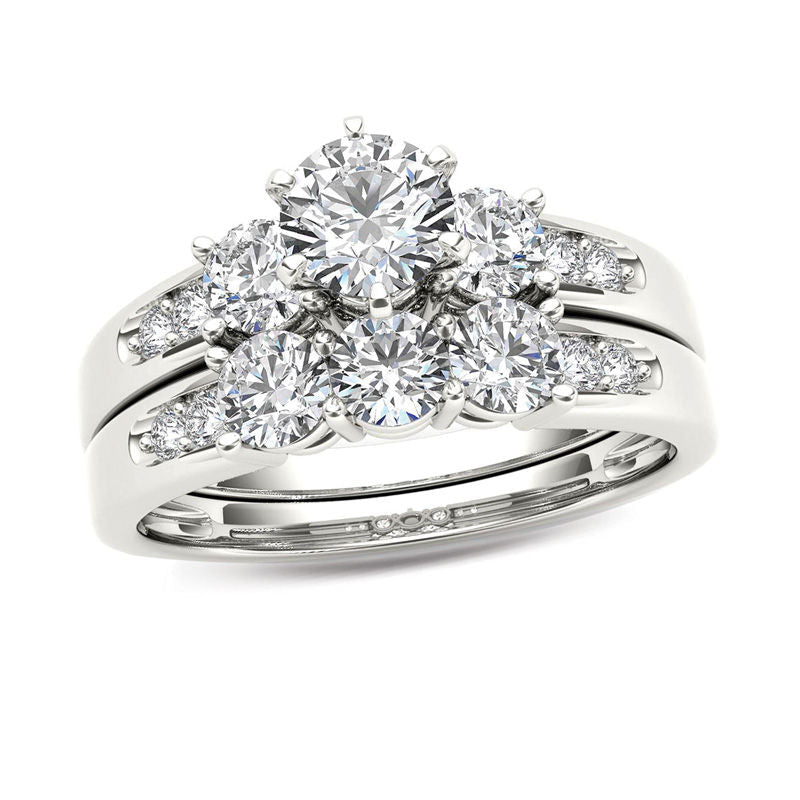 1,5 ct. Diamant Braut-Set Dreistein aus 14K Weißgold