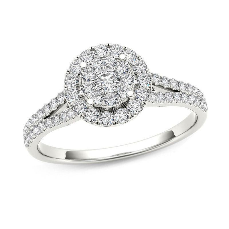 Verlobungsring mit 0,5 ct. Diamant-Komposit in 14K Weißgold