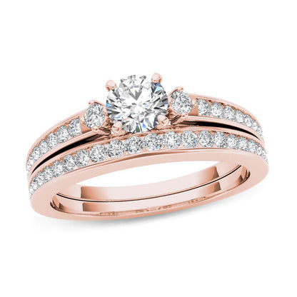1 ct. Diamant-Brautset aus 14K Roségold
