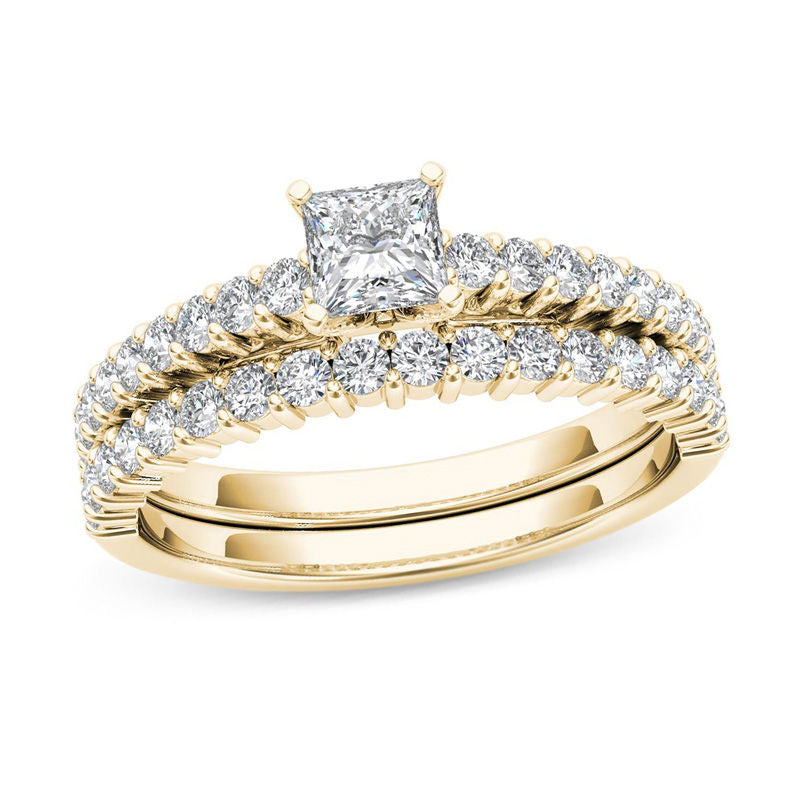 Braut-Set mit Diamanten im Princess-Schliff, 1 ct. Gesamtgewicht, in 14K Gold