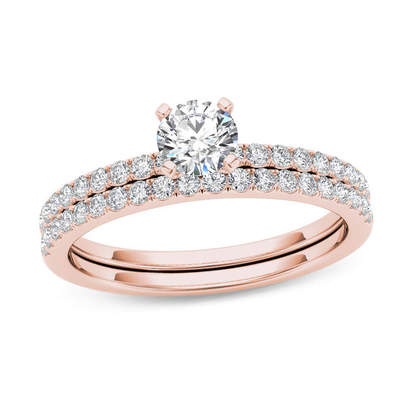 0,75 ct. Diamant-Braut-Set (Verlobungsring) aus 14K Roségold