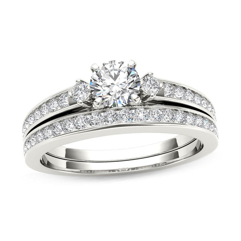 1 ct. Diamant-Verlobungsring-Set in 14K Weißgold