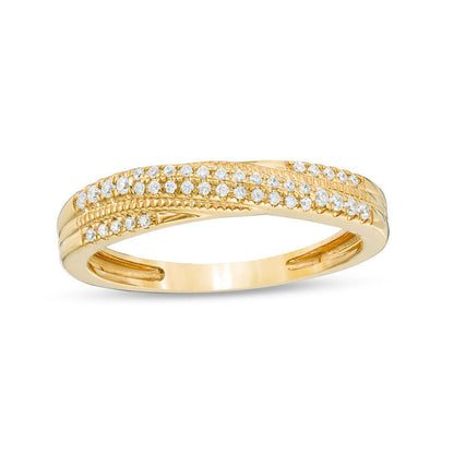 0.17 ct. Gesamtgewicht Diamant Memoire-Ring im Crossover-Vintage-Stil in 10K Gelbgold