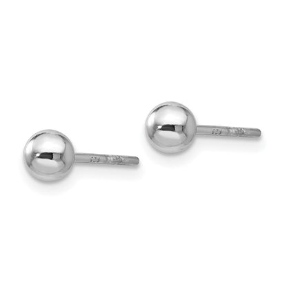 Sterlingsilber Rhodiniert 4mm Poliert Kugel Ohrstecker