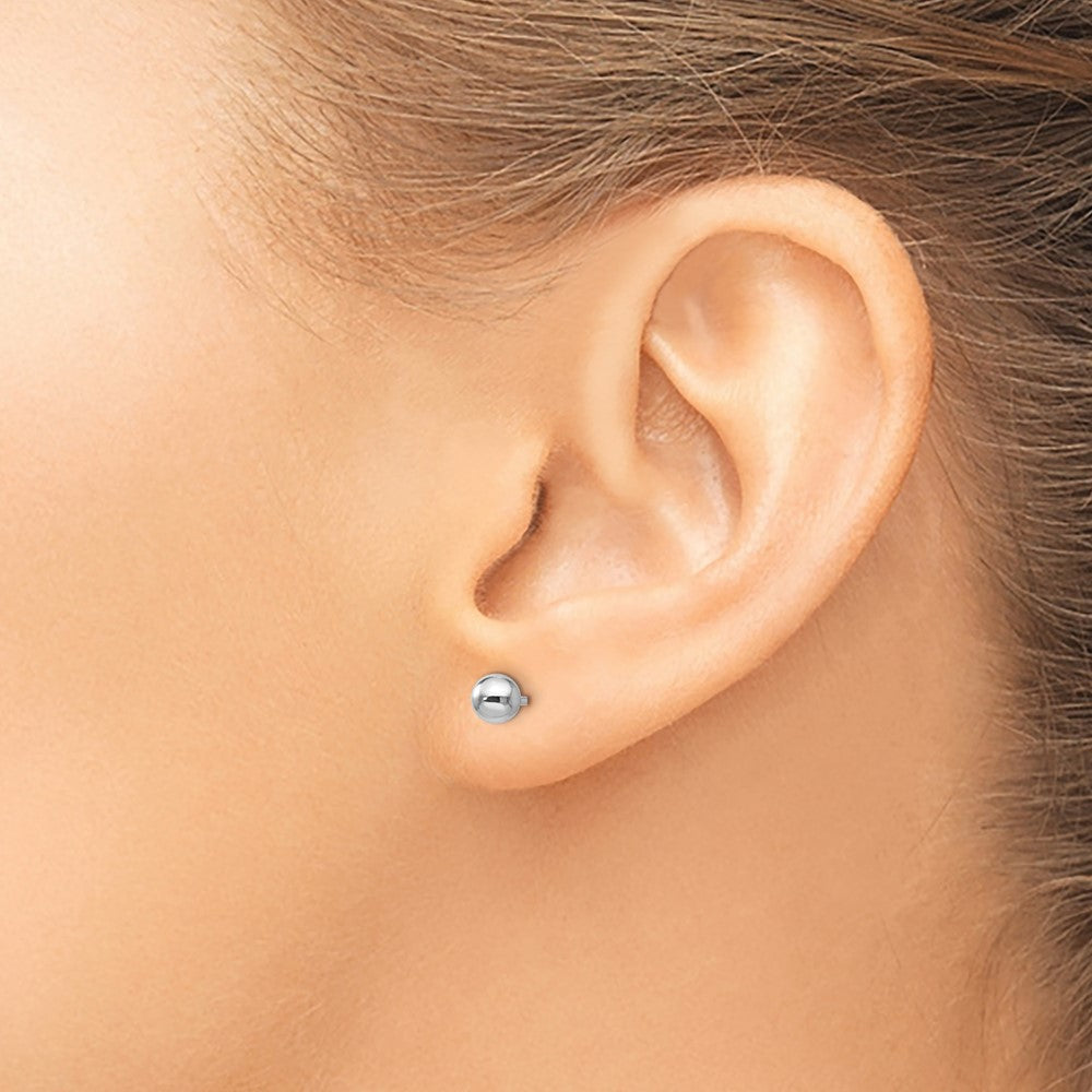 Sterlingsilber Rhodiniert 4mm Poliert Kugel Ohrstecker