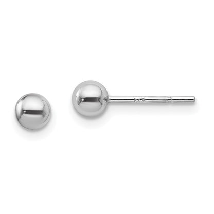 Sterlingsilber Rhodiniert 4mm Poliert Kugel Ohrstecker