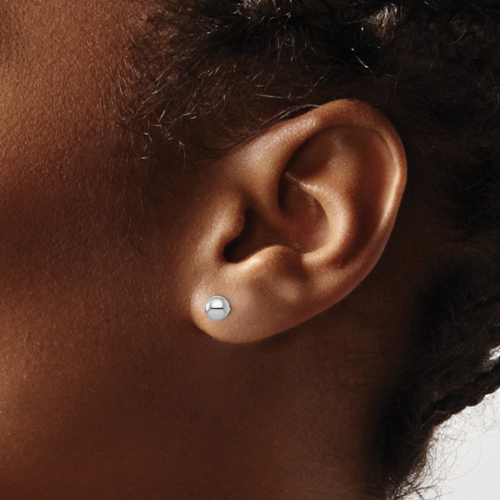 Sterlingsilber Rhodiniert 5mm Poliert Kugel Ohrstecker