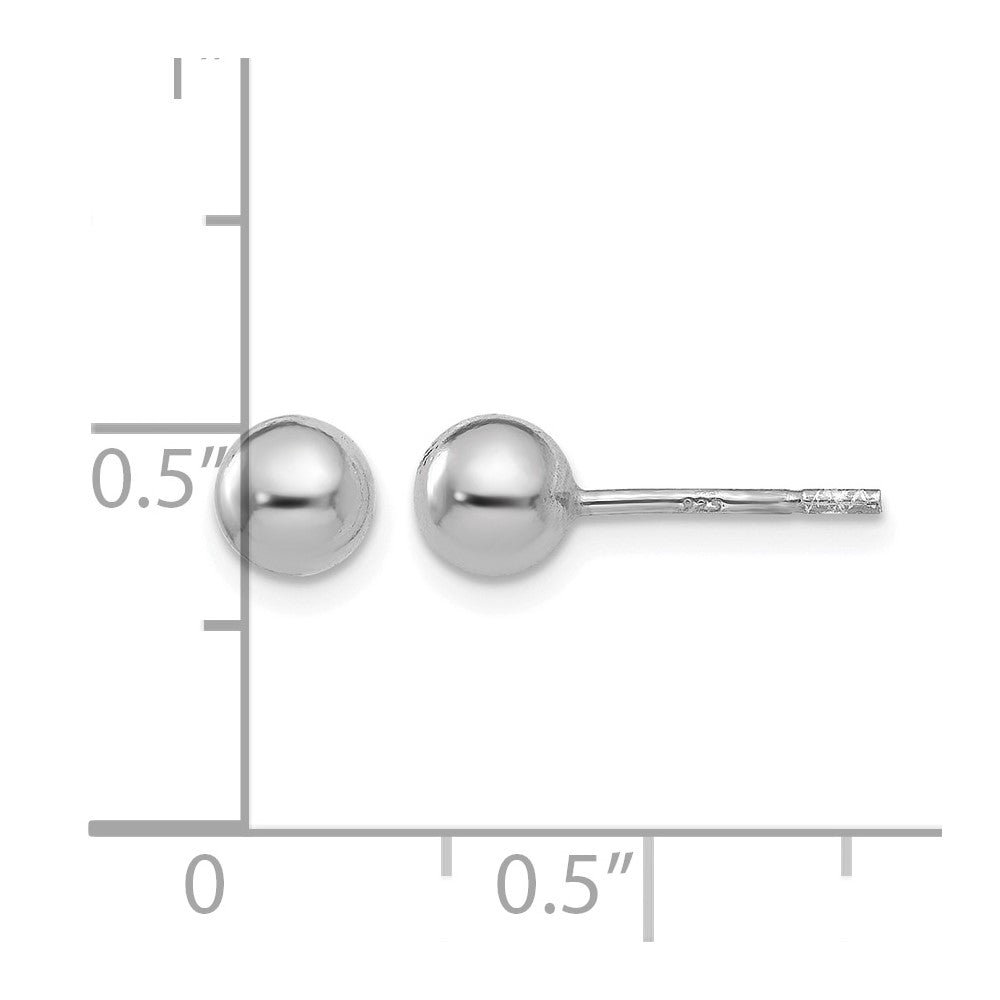 Sterlingsilber Rhodiniert 5mm Poliert Kugel Ohrstecker