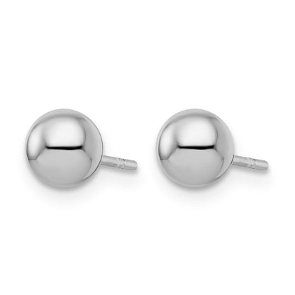 Sterlingsilber Rhodiniert 6mm Poliert Kugel Ohrstecker