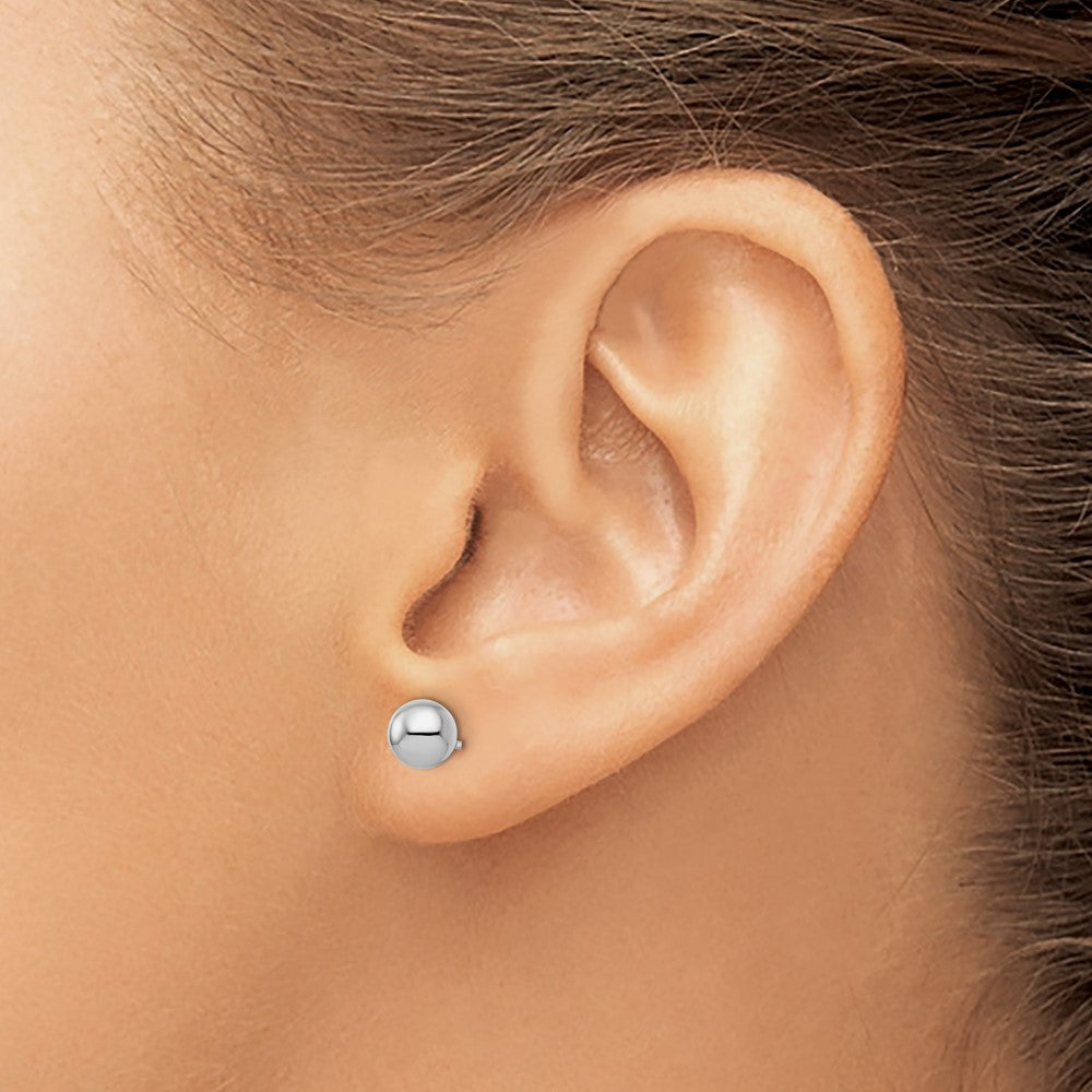 Sterlingsilber Rhodiniert 6mm Poliert Kugel Ohrstecker