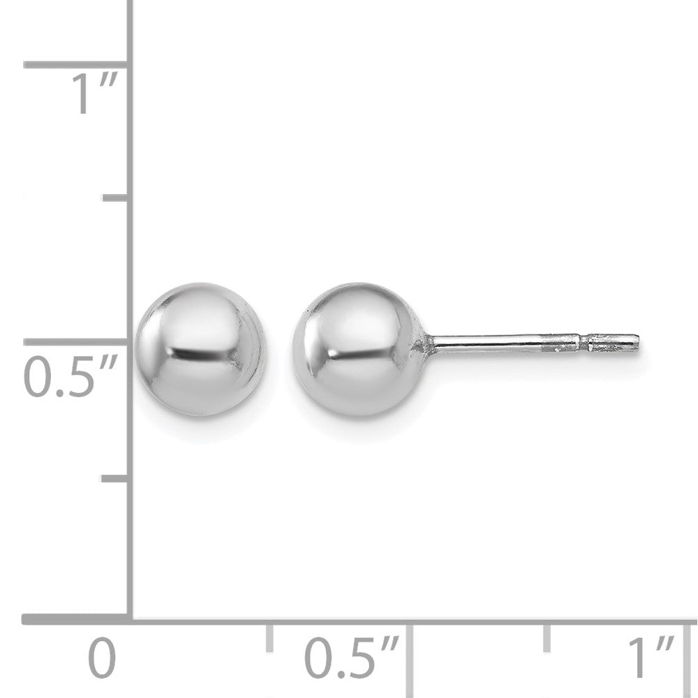 Sterlingsilber Rhodiniert 6mm Poliert Kugel Ohrstecker
