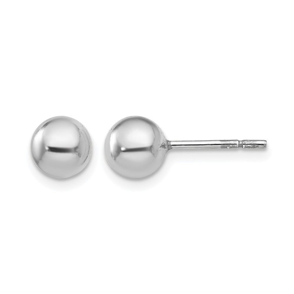Sterlingsilber Rhodiniert 6mm Poliert Kugel Ohrstecker