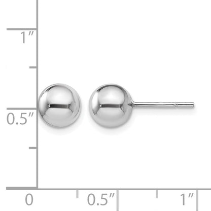Sterlingsilber Rhodiniert 7mm Poliert Kugel Ohrstecker