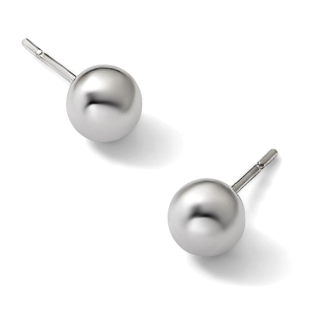 Sterlingsilber Rhodiniert 7mm Poliert Kugel Ohrstecker