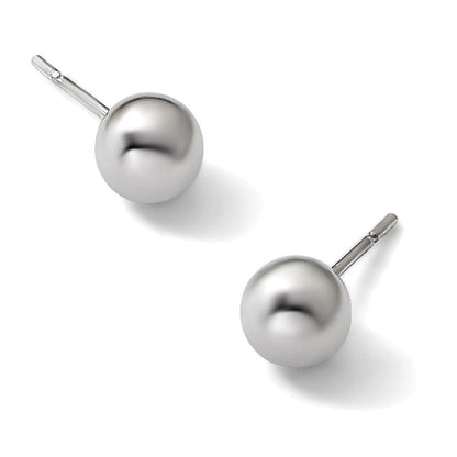 Sterlingsilber Rhodiniert 7mm Poliert Kugel Ohrstecker