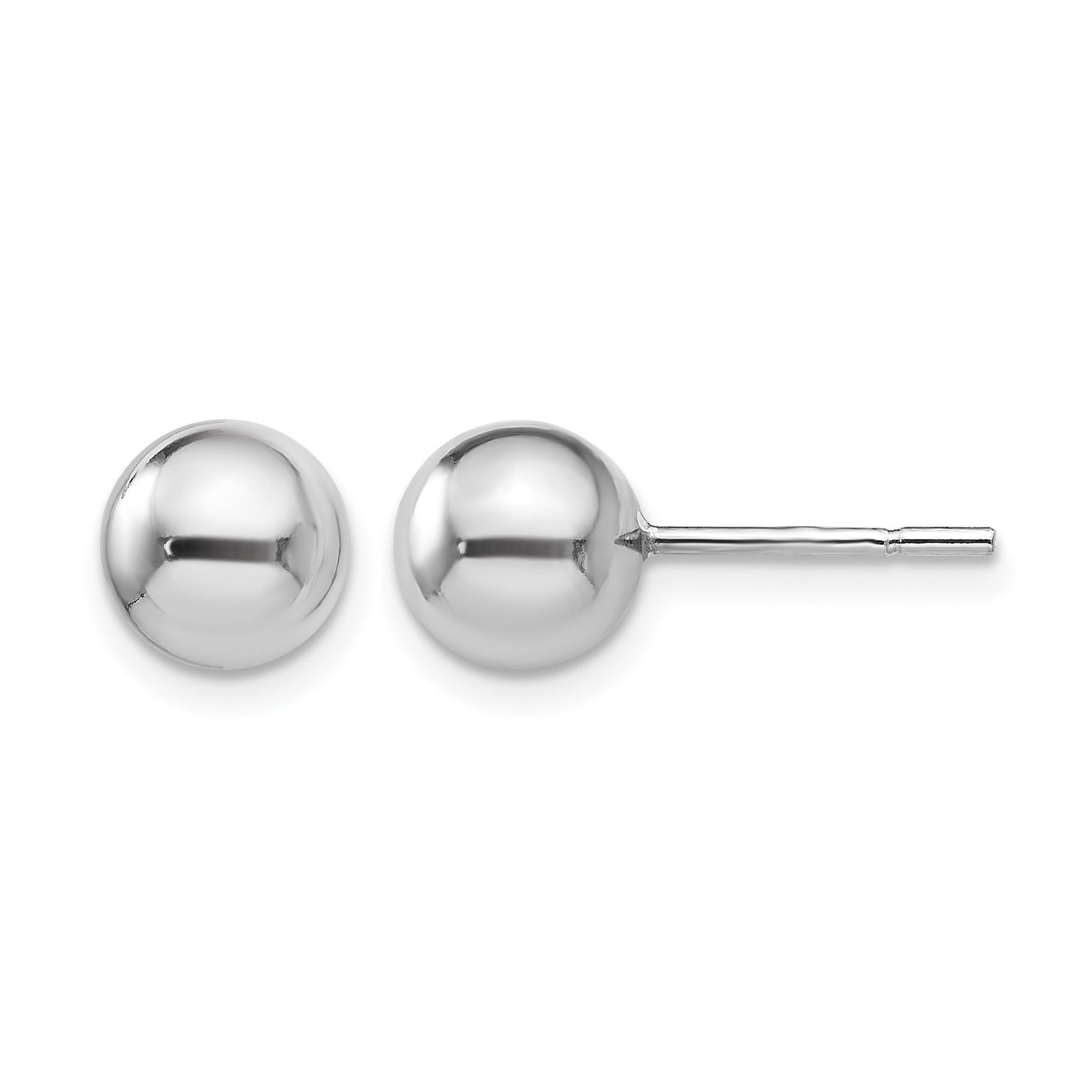 Sterlingsilber Rhodiniert 7mm Poliert Kugel Ohrstecker