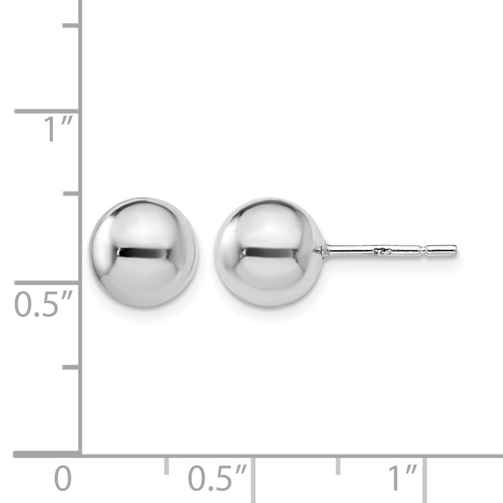 Sterlingsilber Rhodiniert 8mm Poliert Kugel Ohrstecker