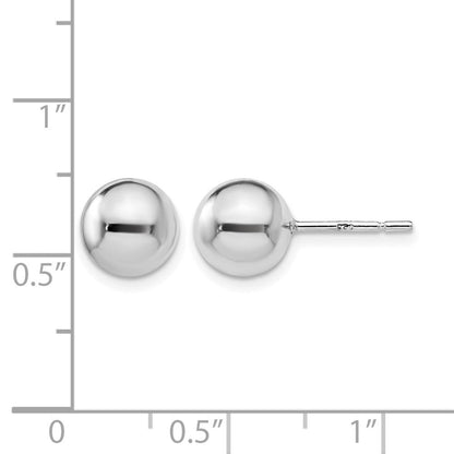 Sterlingsilber Rhodiniert 8mm Poliert Kugel Ohrstecker