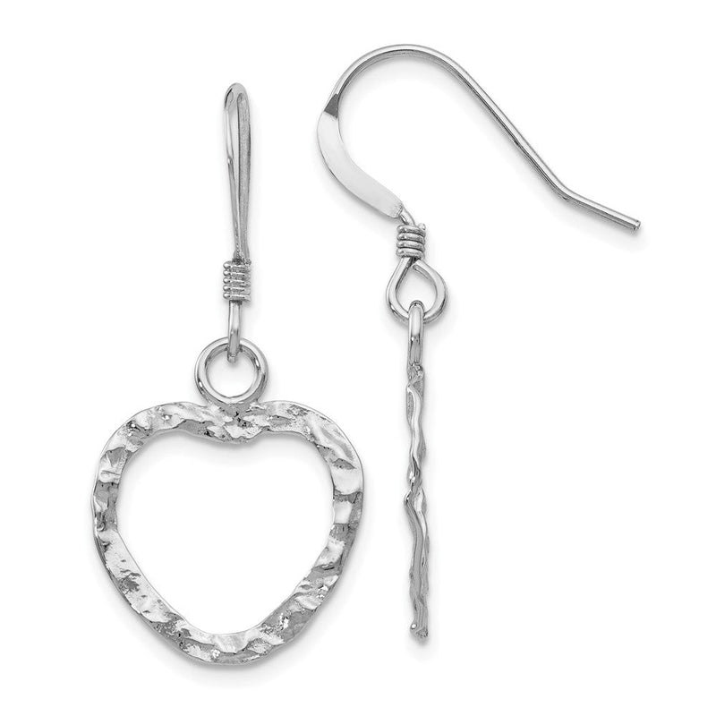 Sterlingsilber Rhodiniert Strukturiert Herz Hirte Haken Ohrringe