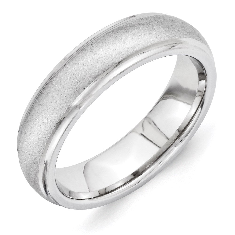 Vitalium Stein Finish Mittig Gerillt Poliert Kante 6mm Ring (size 10 Nur)