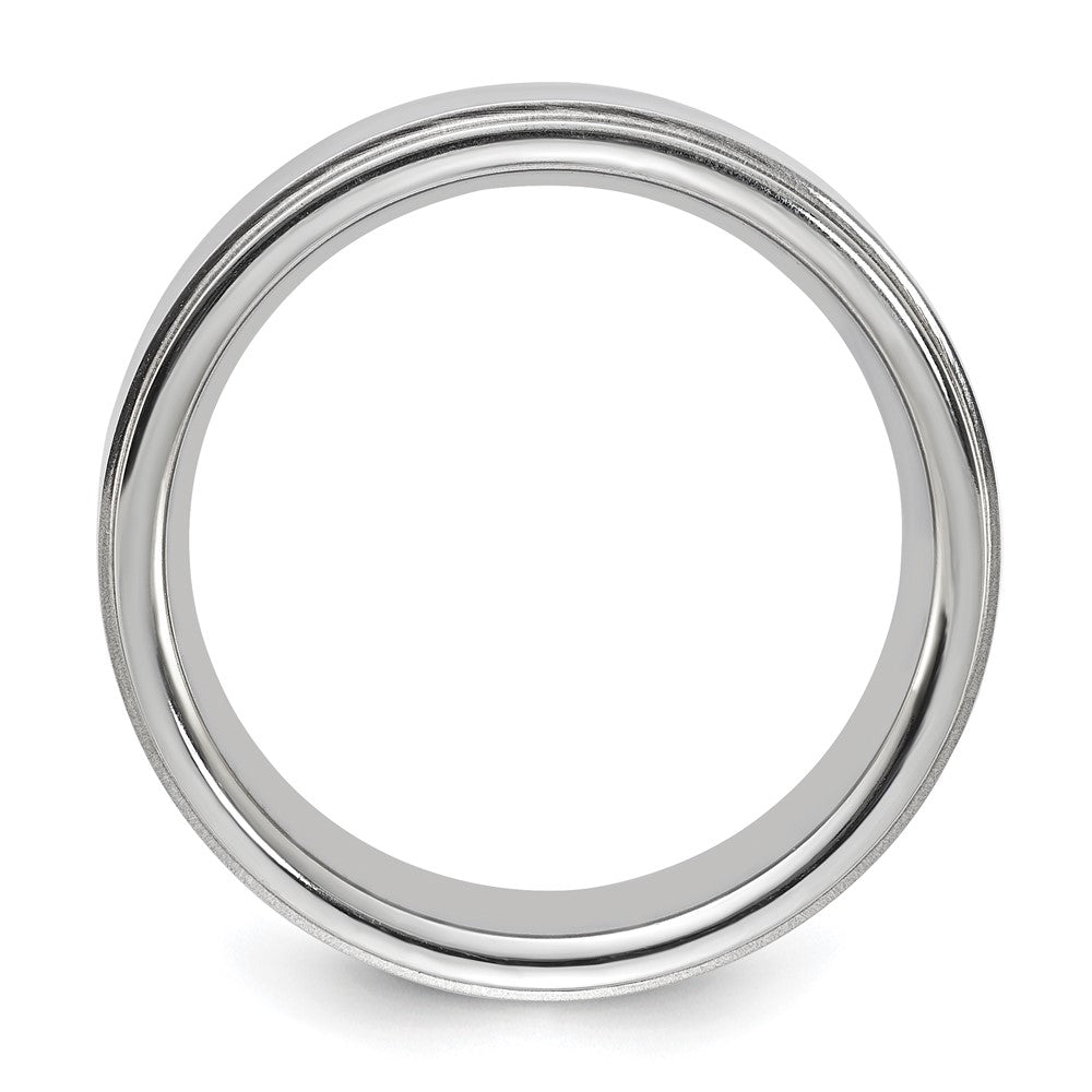 Vitalium Poliert Ridged Kante Flach 8mm Ring (size 10 Nur)