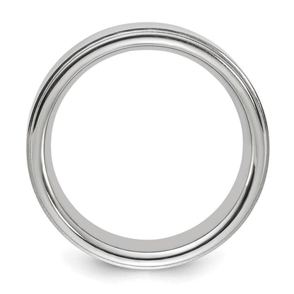 Vitalium Poliert Ridged Kante Flach 8mm Ring (size 10 Nur)