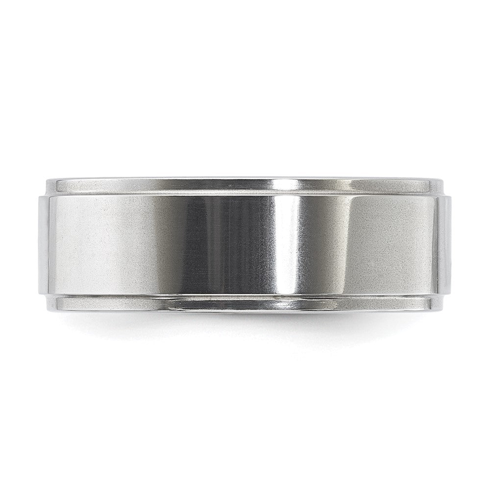 Vitalium Poliert Ridged Kante Flach 8mm Ring (size 10 Nur)