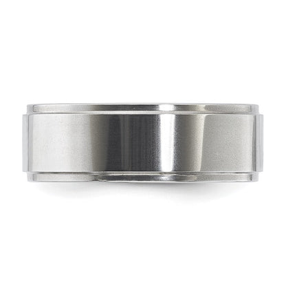 Vitalium Poliert Ridged Kante Flach 8mm Ring (size 10 Nur)