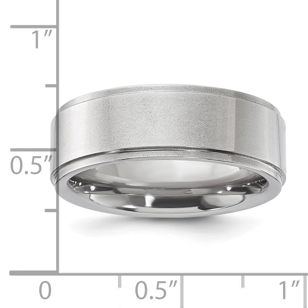 Vitalium Poliert Ridged Kante Flach 8mm Ring (size 10 Nur)