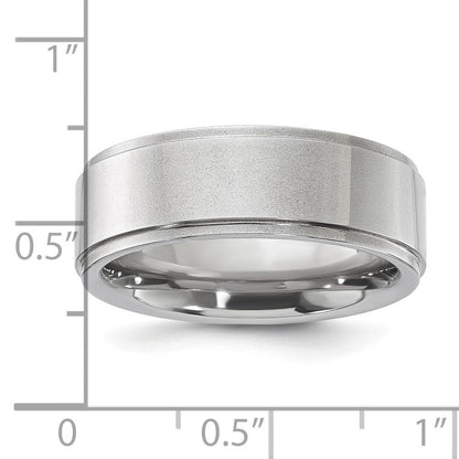 Vitalium Poliert Ridged Kante Flach 8mm Ring (size 10 Nur)