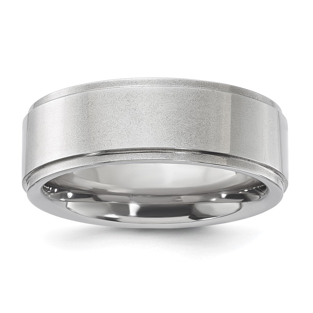 Vitalium Poliert Ridged Kante Flach 8mm Ring (size 10 Nur)