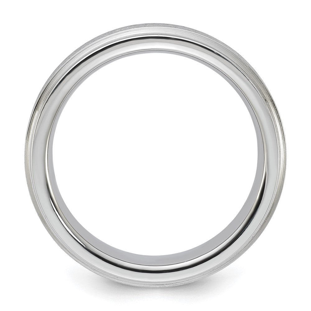 Vitalium Grain Finish Mittig Ridged Kante Flach 6mm Ring (size 10 Nur)