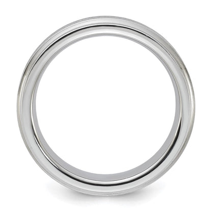 Vitalium Grain Finish Mittig Ridged Kante Flach 6mm Ring (size 10 Nur)