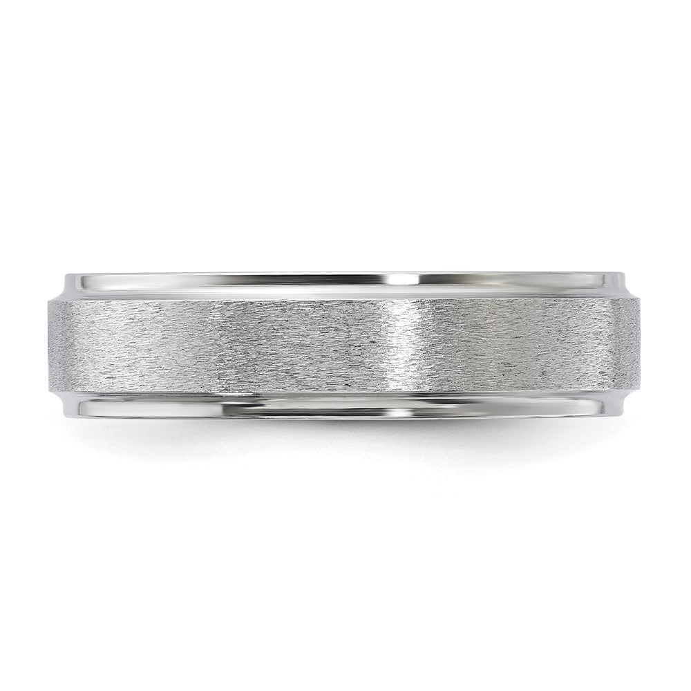 Vitalium Grain Finish Mittig Ridged Kante Flach 6mm Ring (size 10 Nur)