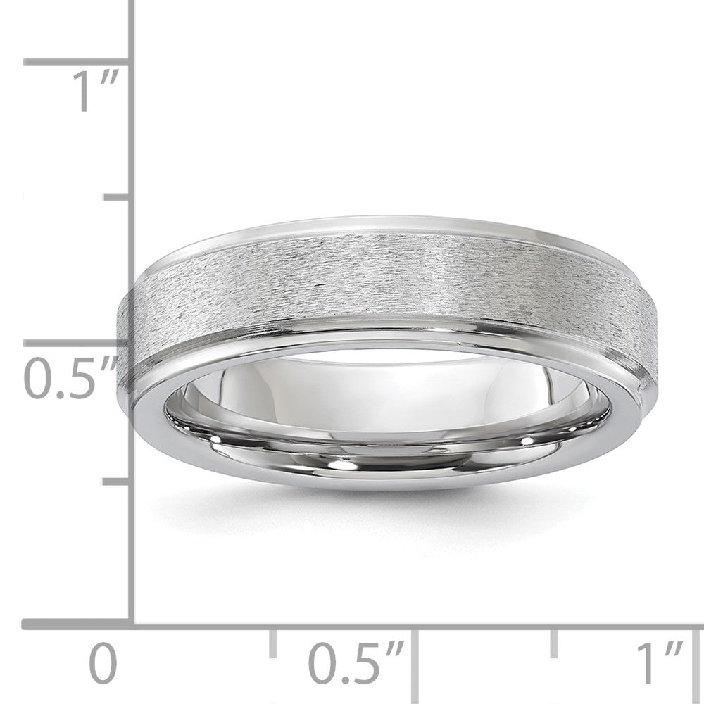 Vitalium Grain Finish Mittig Ridged Kante Flach 6mm Ring (size 10 Nur)