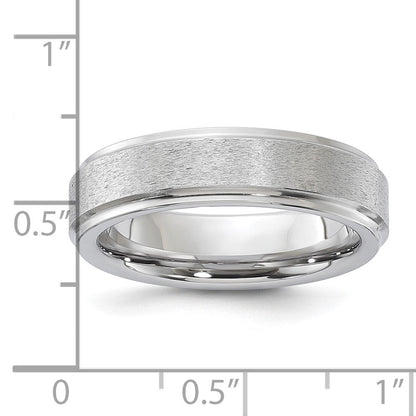 Vitalium Grain Finish Mittig Ridged Kante Flach 6mm Ring (size 10 Nur)