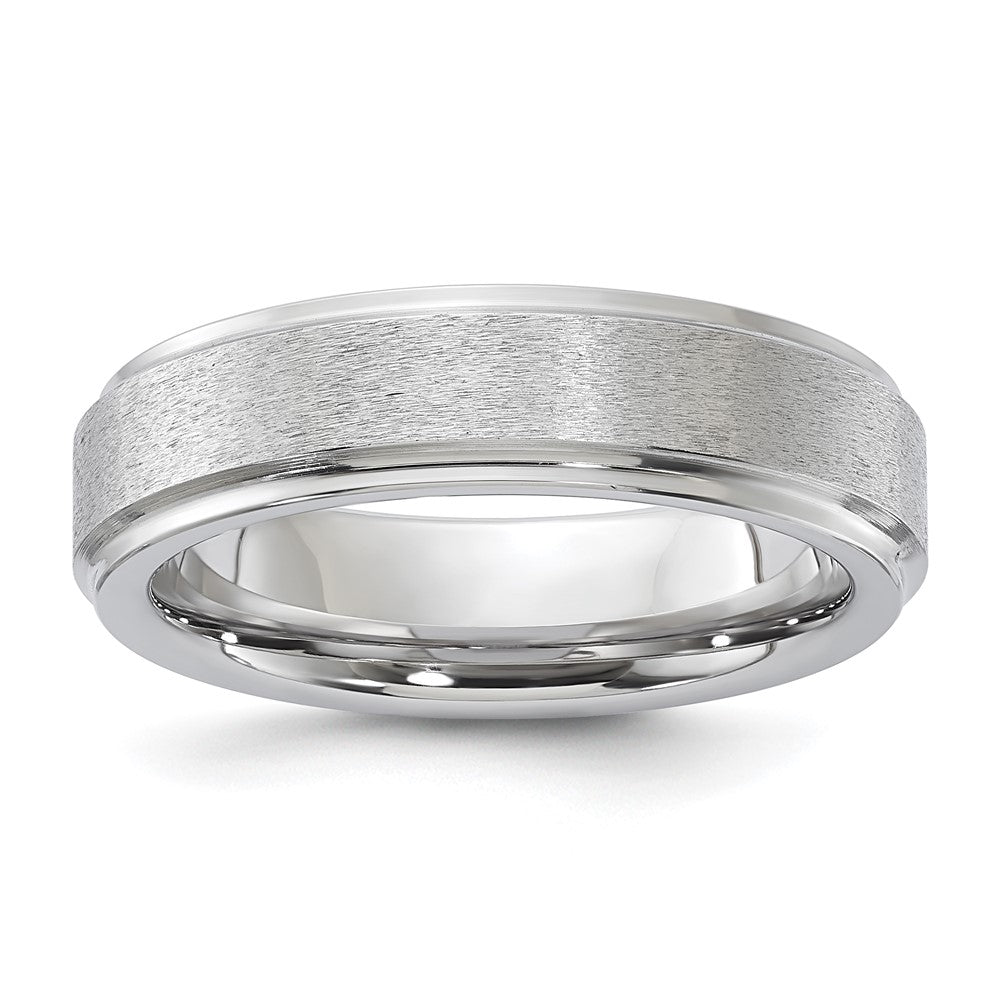 Vitalium Grain Finish Mittig Ridged Kante Flach 6mm Ring (size 10 Nur)