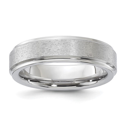 Vitalium Grain Finish Mittig Ridged Kante Flach 6mm Ring (size 10 Nur)