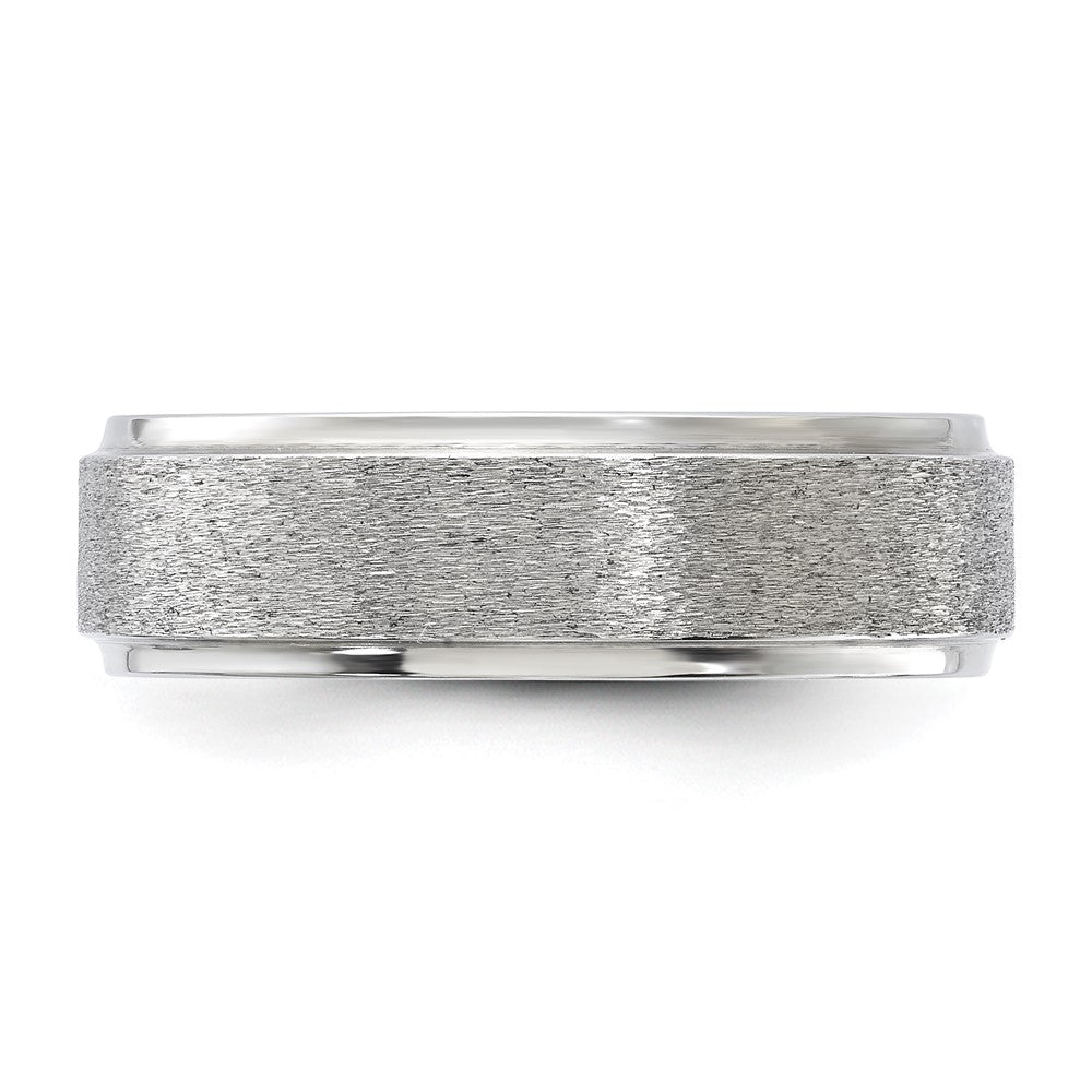 Vitalium Grain Finish Mittig 7mm Ridged Kante Flach Ring