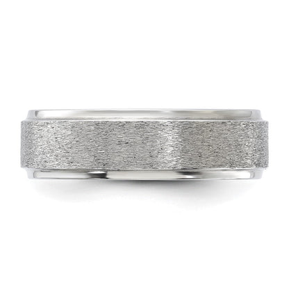 Vitalium Grain Finish Mittig 7mm Ridged Kante Flach Ring