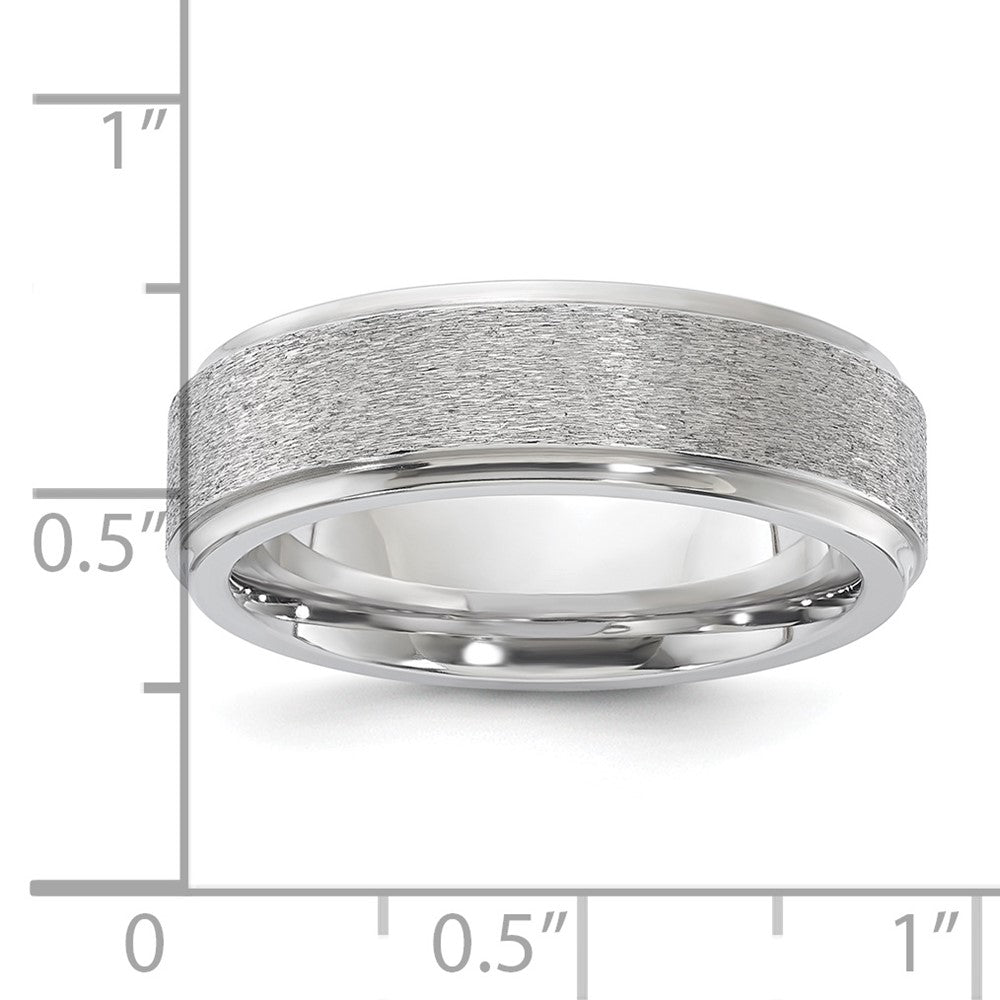 Vitalium Grain Finish Mittig 7mm Ridged Kante Flach Ring