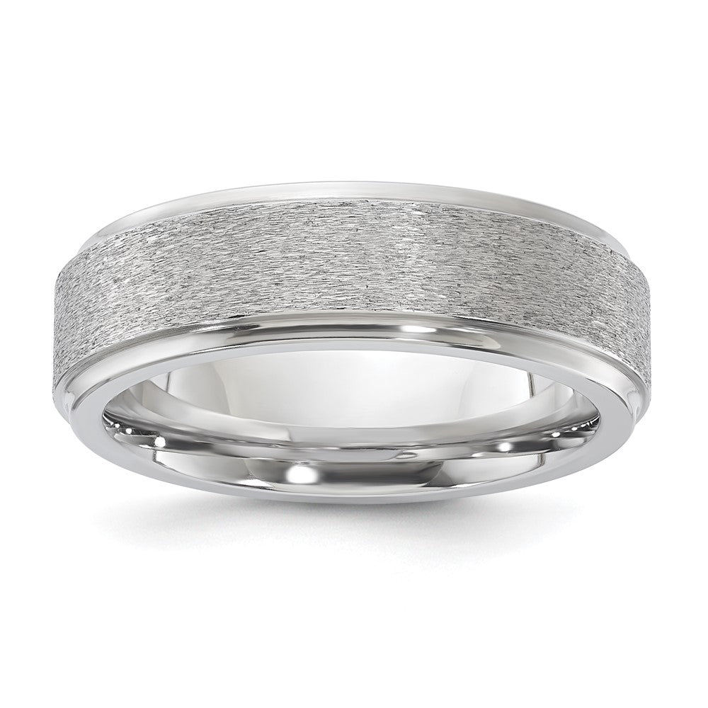 Vitalium Grain Finish Mittig 7mm Ridged Kante Flach Ring