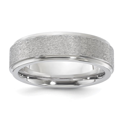 Vitalium Grain Finish Mittig 7mm Ridged Kante Flach Ring