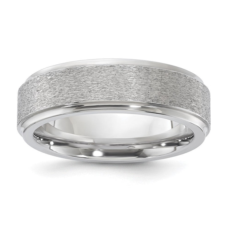 Vitalium Grain Finish Mittig 7mm Ridged Kante Flach Ring
