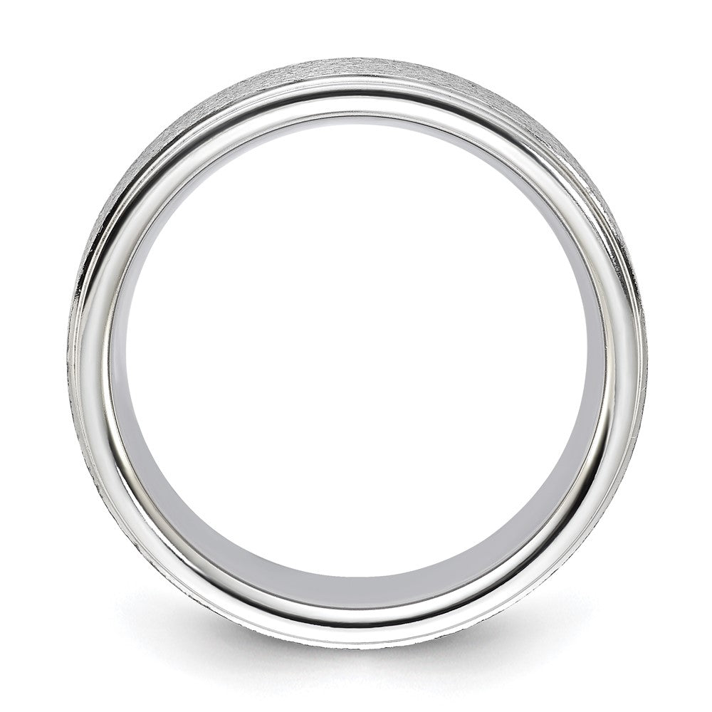 Vitalium Grain Finish Mittig 8mm Ridged Kante Flach Ring
