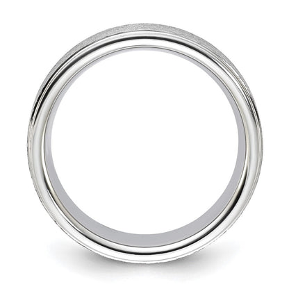 Vitalium Grain Finish Mittig 8mm Ridged Kante Flach Ring