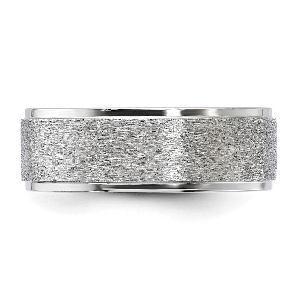 Vitalium Grain Finish Mittig 8mm Ridged Kante Flach Ring