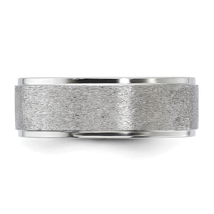 Vitalium Grain Finish Mittig 8mm Ridged Kante Flach Ring