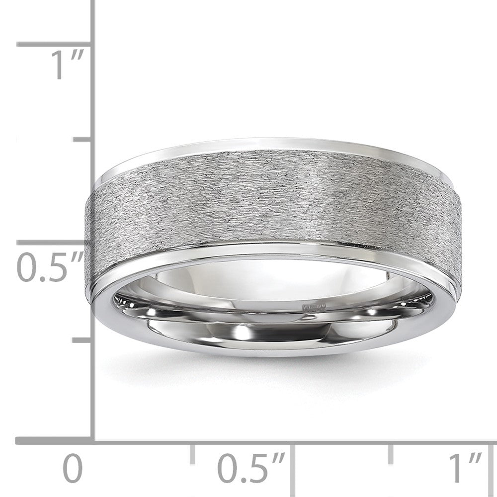 Vitalium Grain Finish Mittig 8mm Ridged Kante Flach Ring